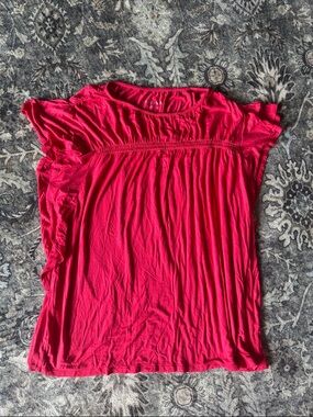 Ava & Viv Bright Pink Short Sleeve Gathered Front Top